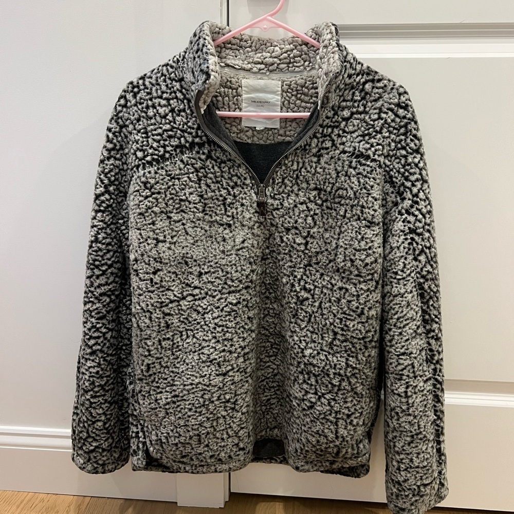 Thread & Supply Gray Sherpa Pullover